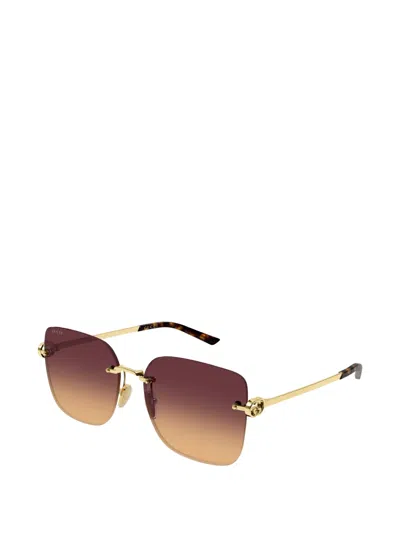 Gucci Logo-detail Square-frame Sunglasses In Brown