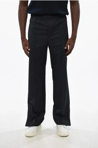 Gucci Logoed Fabric Pants With Elastic Waistband And Ankle Buttons In Black