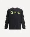 Gucci Black Crewneck T-shirt With All-over Prints And Maxi Logo Lettering On The Sleeves In Cotton M In Black