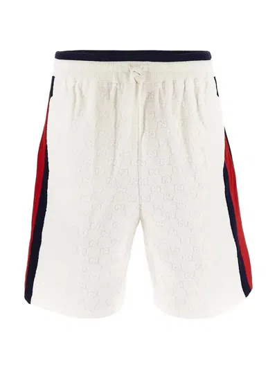 Gucci Logoed Shorts In Ivorymulticolor