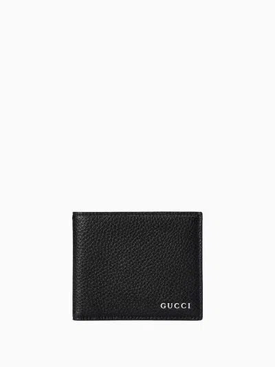 Gucci Logo-embossed Bi-fold Leather Wallet In Black
