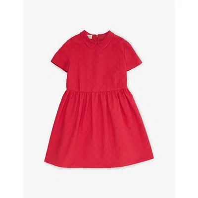 Gucci Kids' Logo-embossed Cotton Mini Dress 4-11 Years Fl In Flare