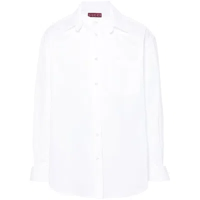 Gucci Logo-embossed Cotton Shirt In White