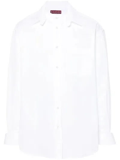 Gucci Logo-embossed Cotton Shirt In White