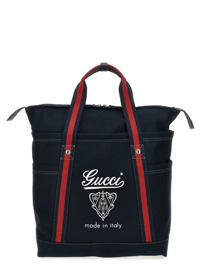 Gucci Logo-embroidered Canvas Tote Bag In Brown