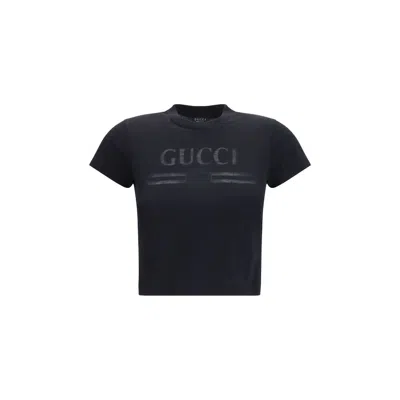 Gucci Logo-embroidered Cotton Jersey T-shirt In Black