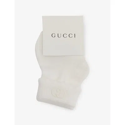 Gucci Kids' Logo-embroidered Cotton Socks Off White
