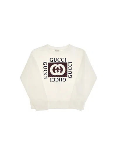 Gucci Logo-embroidered Interlocking Gg Sweatshirt In White