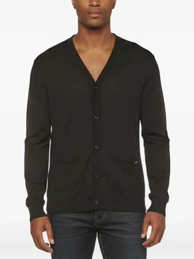 Pre-owned Gucci Logo-embroidered Knit Cardigan In Black