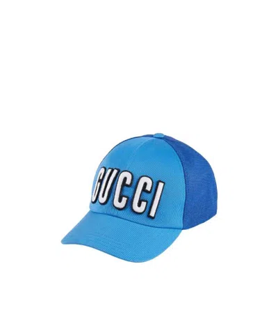 Gucci Logo-embroidered Mesh Cap In Blue