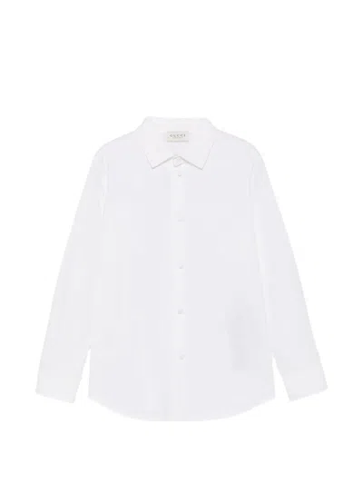 Gucci Logo-embroidered Shirt In Neutral