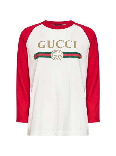 Gucci Logo-embroidered Silk Jersey T-shirt In White