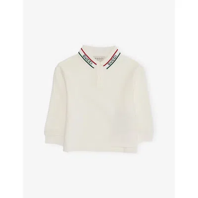 Gucci Kids' Logo-embroidered Stretch-cotton Polo Shirt 6-36 Months New White/mix