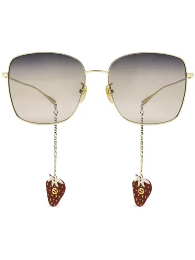 Gucci Logo-engraved Sunglasses In Gray