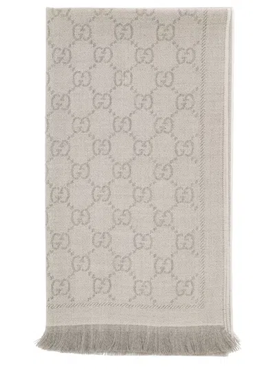 Gucci Logo-jacquard Wool Scarf In Multi