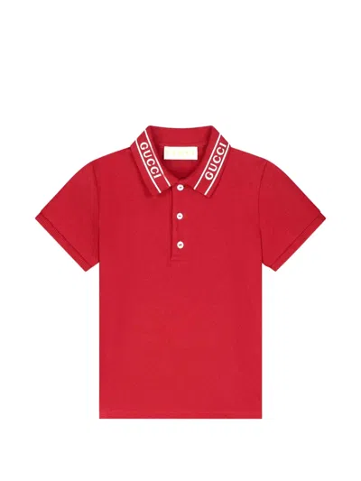 Gucci Babies' Logo-lettering Polo Shirt In Red