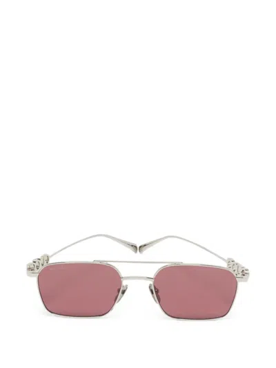 Pre-owned Gucci Logo-lettering Sunglasses In Silver