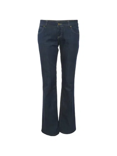 Pre-owned Gucci Logo-patch Flared Jeans In Blue