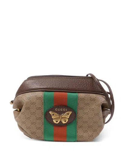 Pre-owned Gucci Logo-patch Shoulder Bag In Brown