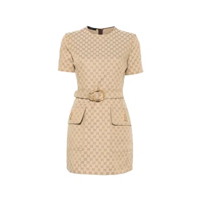 Gucci Logo-pattern Mini Dress In Red