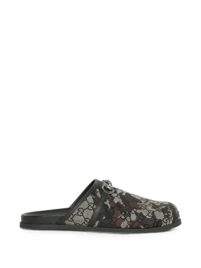 Gucci Logo-patterned Horsebit-detail Mules In Multi