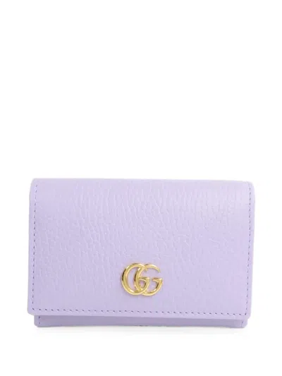 Pre-owned Gucci Logo-plaque Card Case In Purple