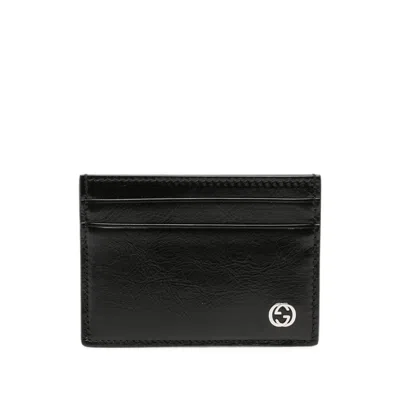 Gucci Logo-plaque Cardholder In Brown