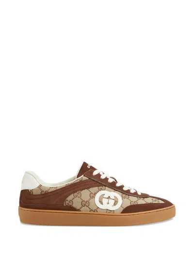 Gucci Men G75 Low-top Supreme Gg Fabric And Suede Sneakers In Multi