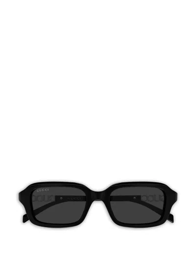 Gucci Logo-plaque Rectangle-frame Sunglasses In Black