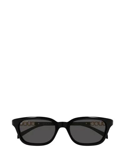 Gucci Logo-plaque Rectangle-frame Sunglasses In Black