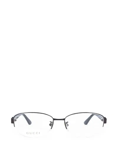 Gucci Logo-plaque Round-frame Glasses In Multi