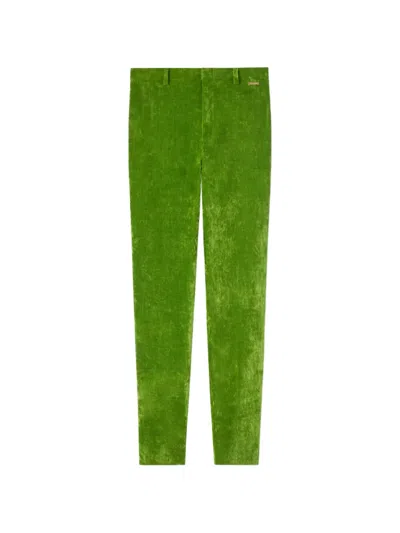 Gucci Logo-plaque Slim-fit Trousers In Green