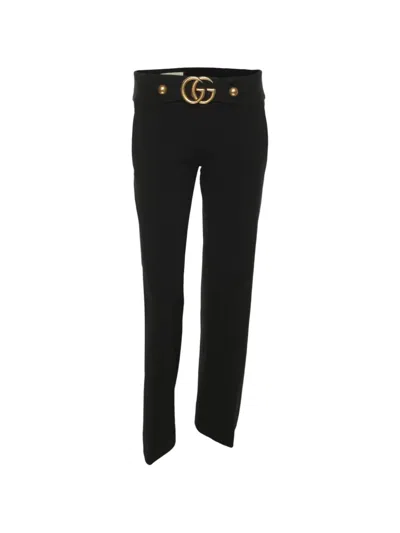Pre-owned Gucci Logo-plaque Straight-leg Trousers In Black