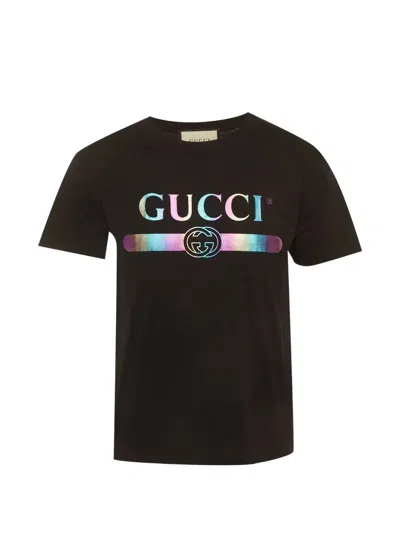 Pre-owned Gucci Logo-print Cotton T-shirt In Black