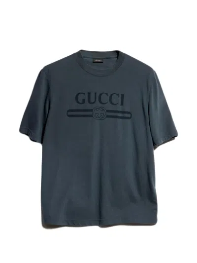 Gucci Logo-print Cotton T-shirt In Blue