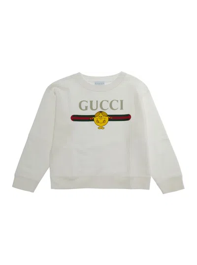 Gucci Logo-print Crewneck Sweatshirt In White