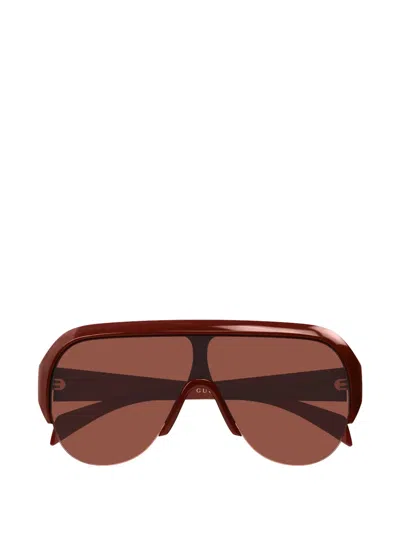 Gucci Logo-print Pilot-frame Sunglasses In Brown