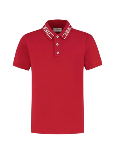 Gucci Logo-print Polo Shirt In Red