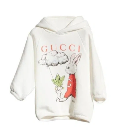 Gucci Kids' Logo-print Rabbit-print Hoodie In White