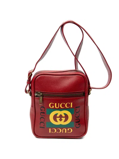 Pre-owned Gucci Logo-print Shoulder Bag In Red