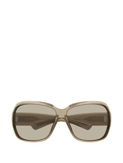 Gucci Logo-print Square-frame Sunglasses In Brown