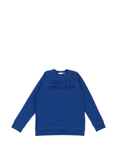 Gucci Kids' Logo-print Sweatshirt In Blue