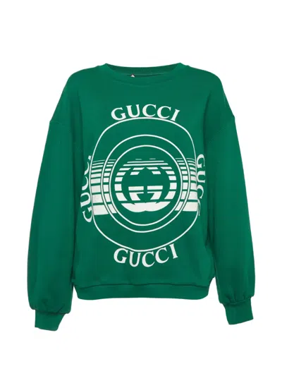 Pre-owned Gucci Logo-print Sweatshirt In Green