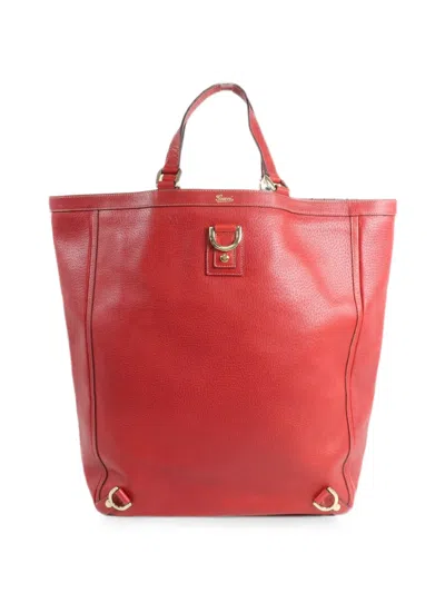 Pre-owned Gucci Logo-print Tote Bag In Red