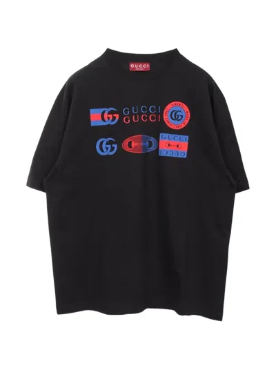 Pre-owned Gucci Logo-print T-shirt In Black