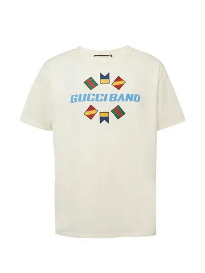 Pre-owned Gucci Logo-print T-shirt In Neutral