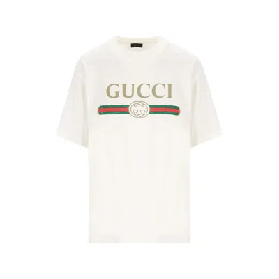 Gucci White Crew Neck Logo T-shirt