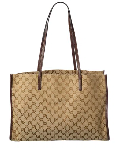 Gucci Londra Large Gg Canvas & Leather Tote In Purple