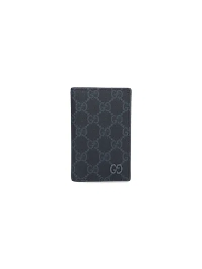 Gucci Long Bi-fold Wallet "gg" In Black  