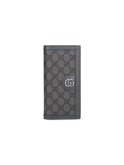 Gucci Long Bi-fold Wallet "ophidia Gg" In Gray